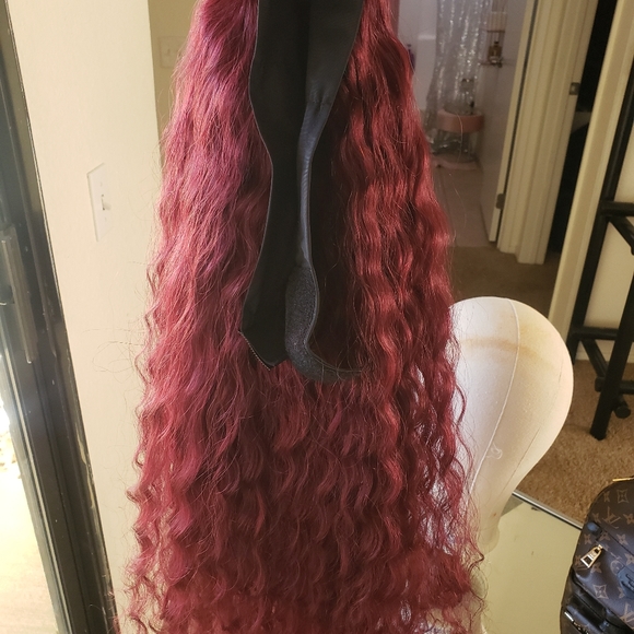 24 inch plum color deep wave human hair headband wig - Picture 7 of 7
